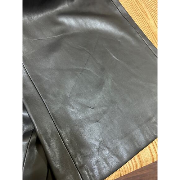 T Tahari Faux Leather Wide Leg Pants Black High Waist Culotte Style Women Size 8 - Picture 5 of 6